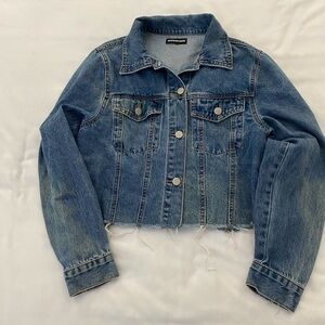 Women’s Momokrom Fringe Denim Cropped Jacket. Size Medium